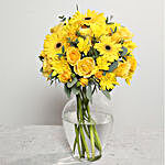 Yellow Gerberas and Roses Arrangement OM