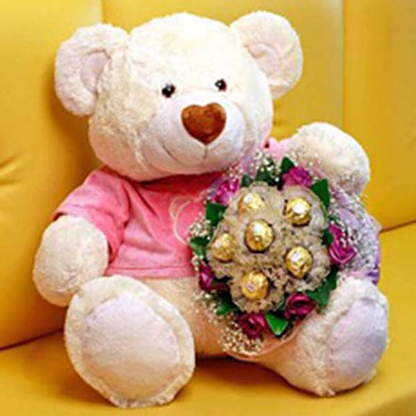 Teddy With Ferrero Rocher:Valentines Day Chocolates to Philippines