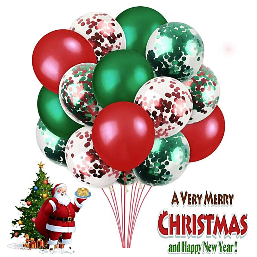 Green And Red Christmas Confetti Balloons