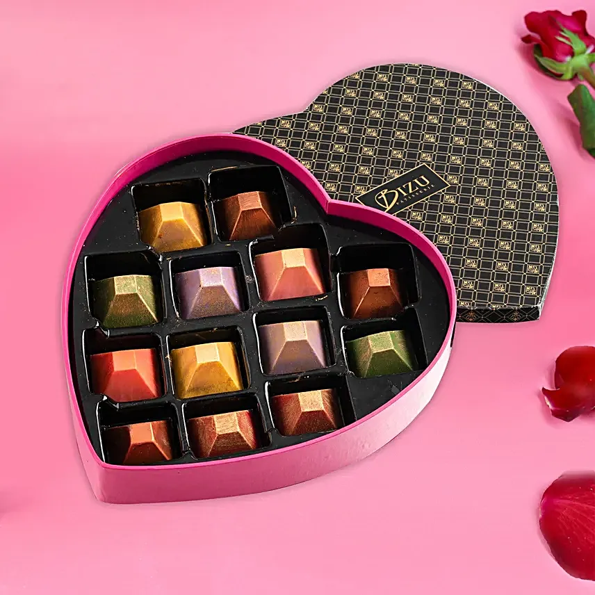 Heart Shaped Truffle Pyramid Box 13 Pcs:Valentines Day Gifts to Philippines
