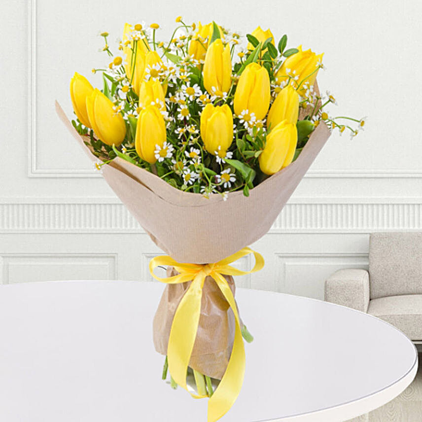 3 Yellow Tulips Bouquet