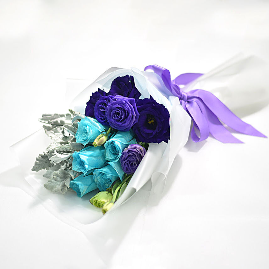 Blue Rose Eustoma Blossom Bunch:get-well-soon