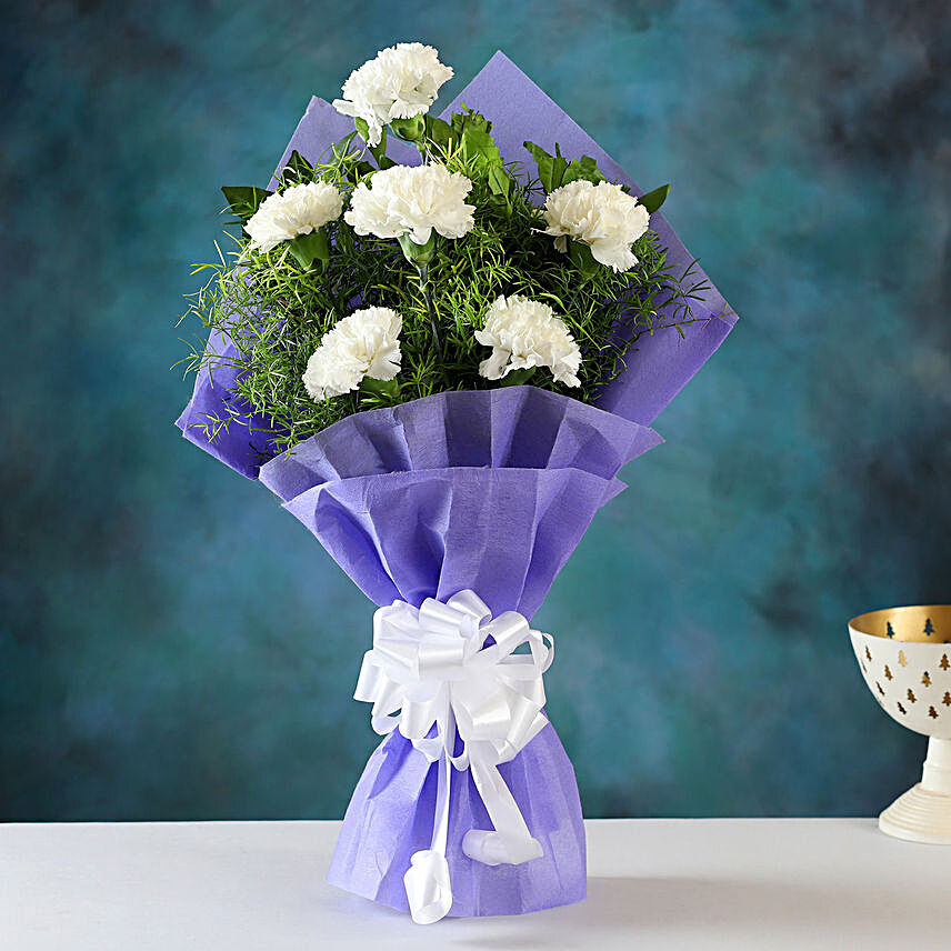 Heavenly White Carnations Bunch