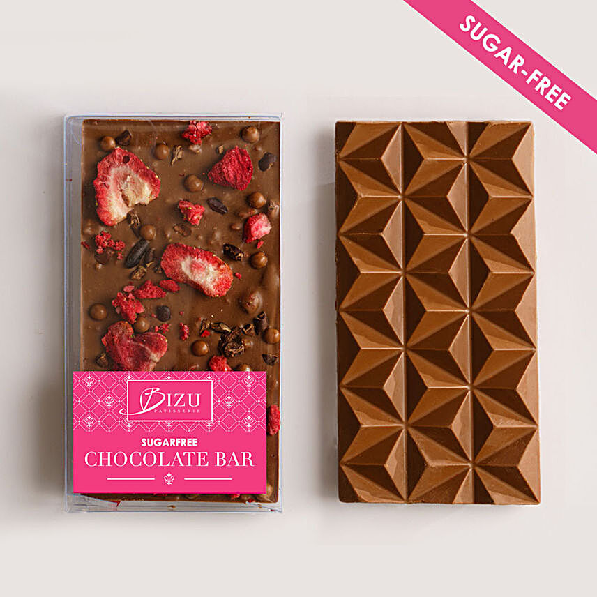 Sugar Free Milk Chocolate With Strawberries and Cacao Nibs:Order Chocolates in Philippines