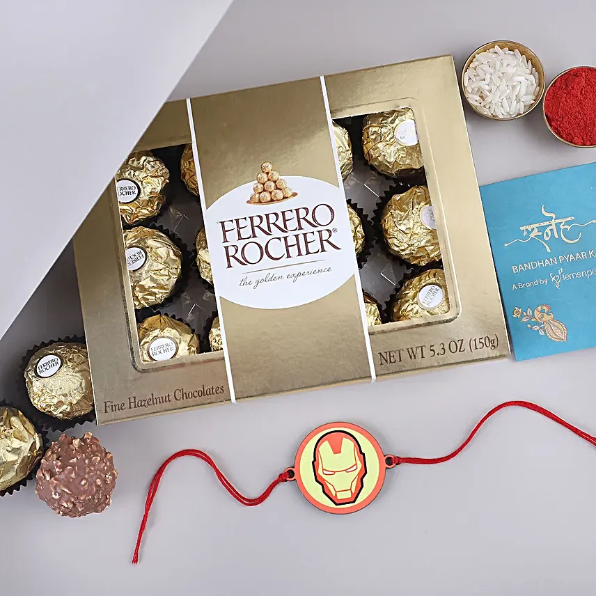 Sneh Ironman Marvel Rakhi N Ferrero Rocher Exp