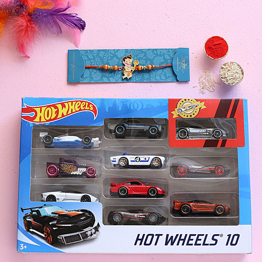 Bal Hanuman Rakhi And Hot Wheels Car Set