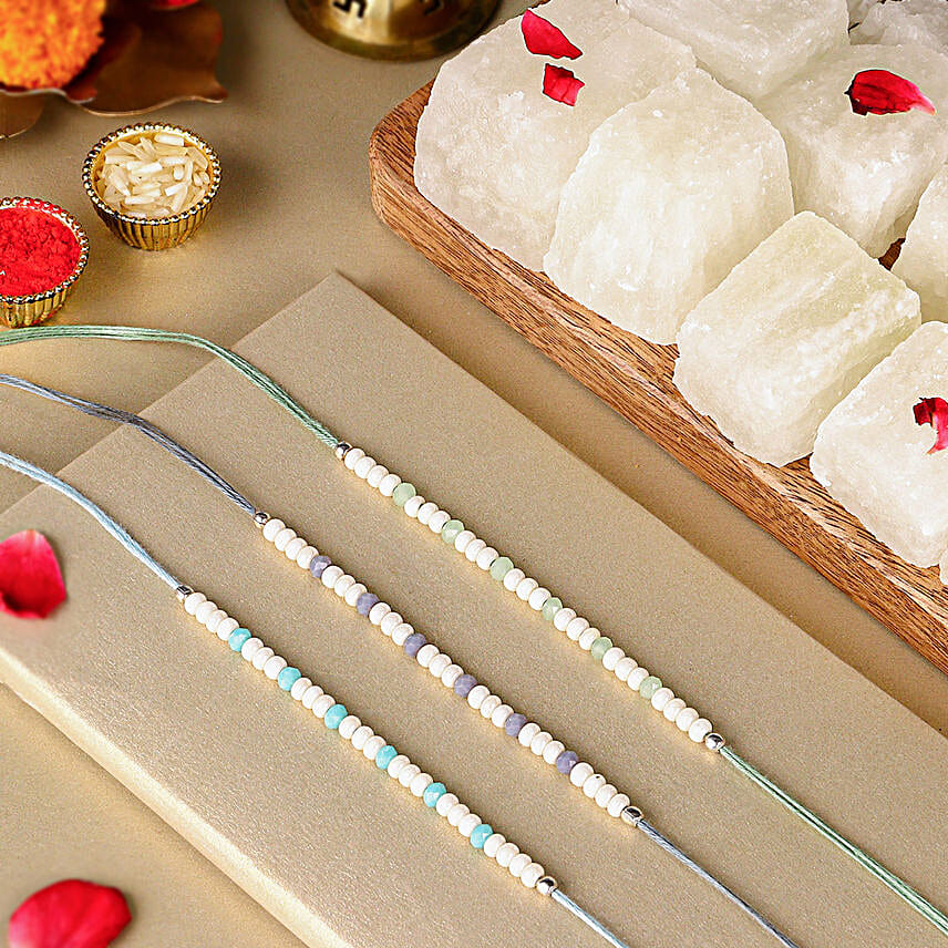 Beads Rakhi Set N Sweets Combo