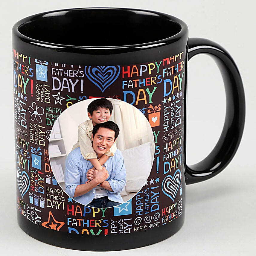 Black Personalised Mug For Fathers Day Wish