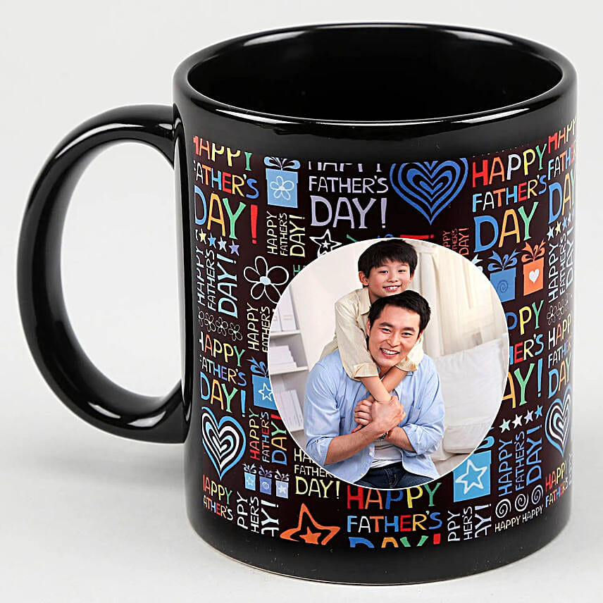 Black Personalised Mug For Fathers Day Wish