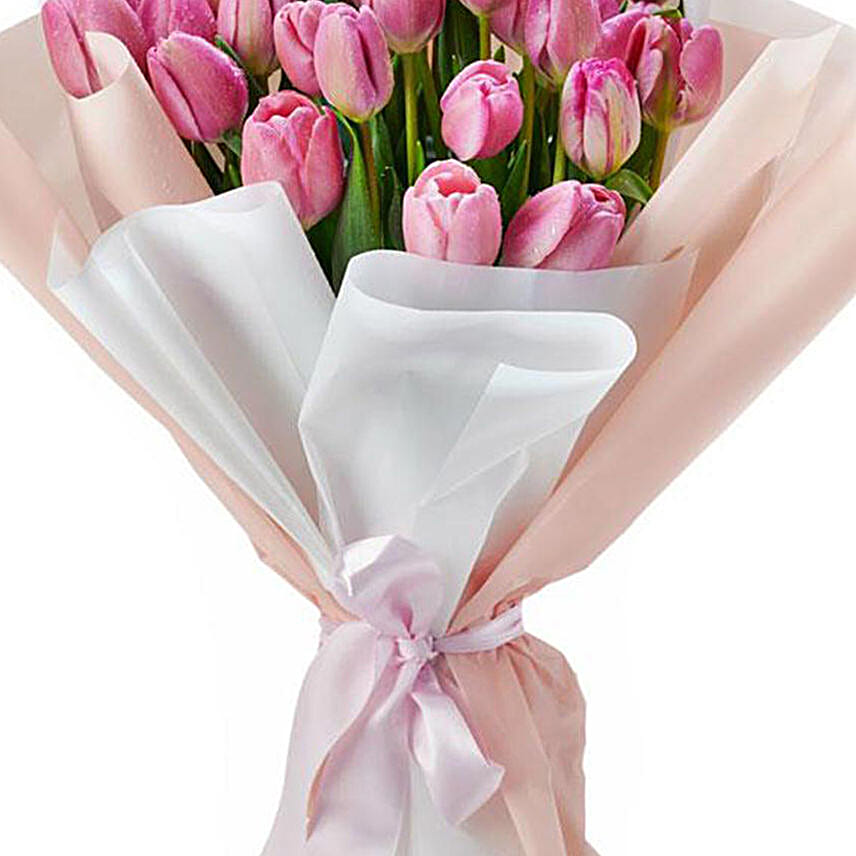 Blissful Pink Tulips Bouquet