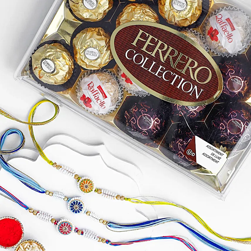 Floral Heritage Round Rakhi Set N Chocolate Delight