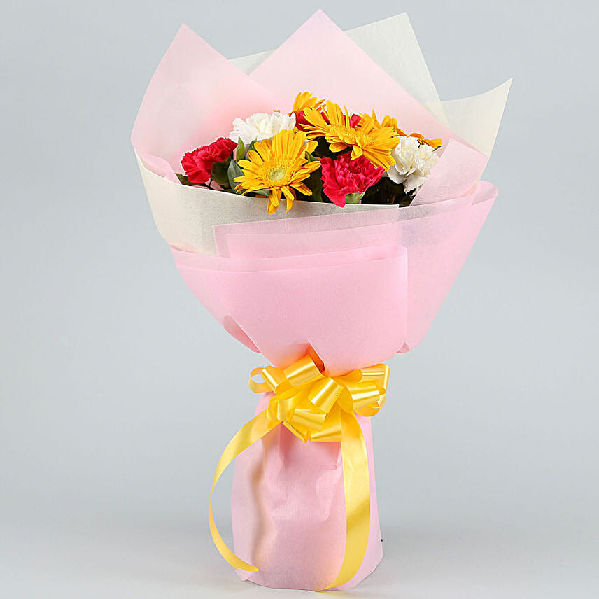 Gerberas 3 Carnations Bouquet