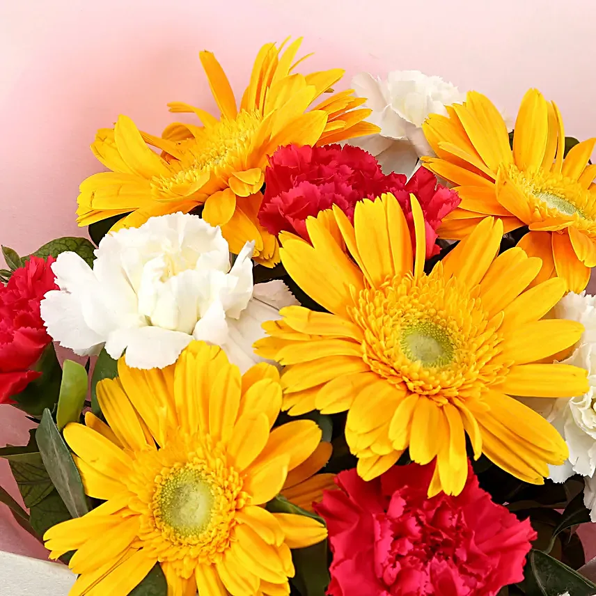 Gerberas 3 Carnations Bouquet