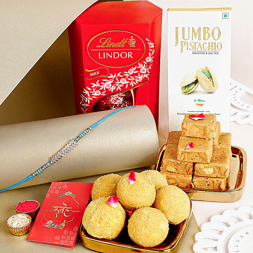 Glittering Grandeur Rakhi Set N sweets Collection
