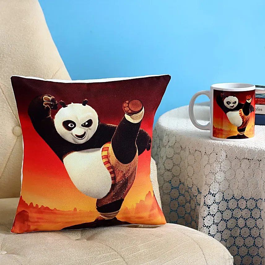 Kung Fu Panda Printed Cushion And Mug Combo