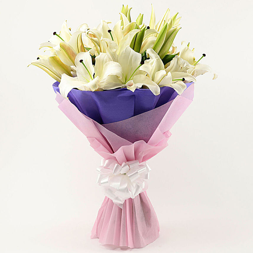 Lovely 6 White Oriental Lilies Bouquet