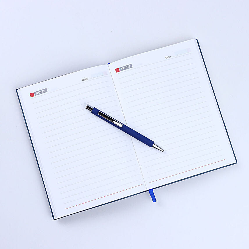 Personalised Blue Notebook and Pen Combo