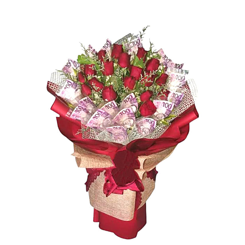 Red Roses And 2K Peso Bouquet