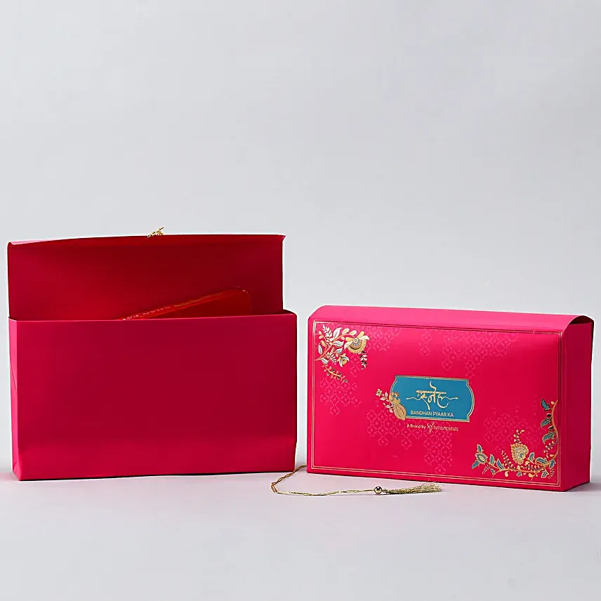 Sea Blue Pearl Rakhi With Soanpapdi And Alminds