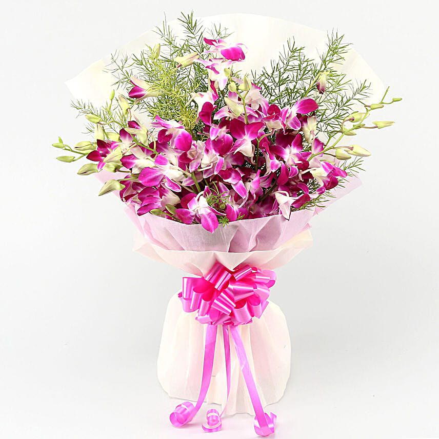 Ten Attractive Purple Orchids Bouquet