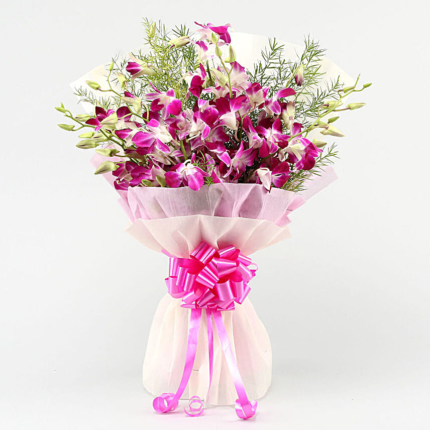 Ten Attractive Purple Orchids Bouquet