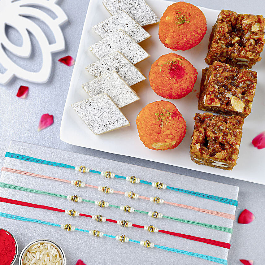Understated Elegance Rakhi Bundle N Mix Sweets Combo