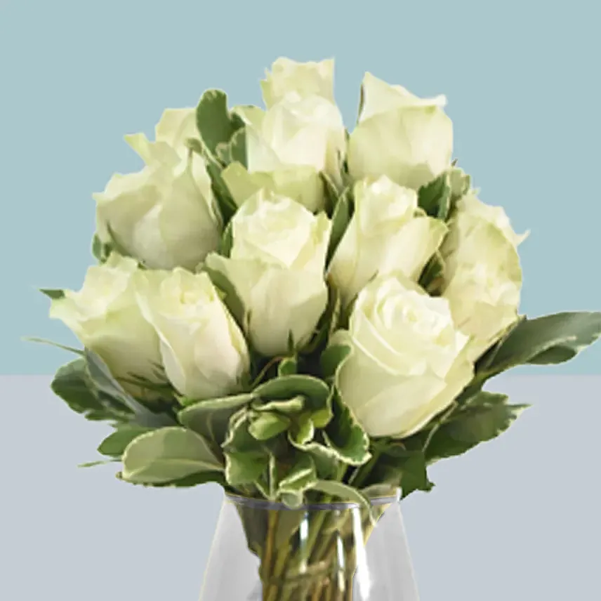 Vase Of Elegant White Roses