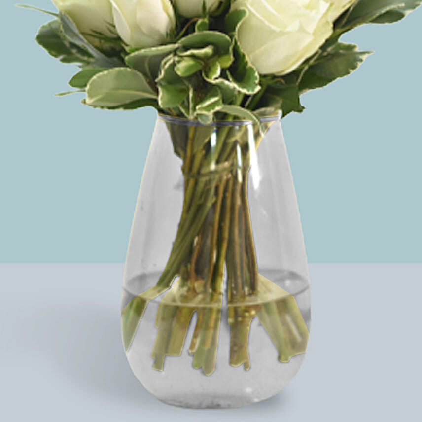 Vase Of Elegant White Roses