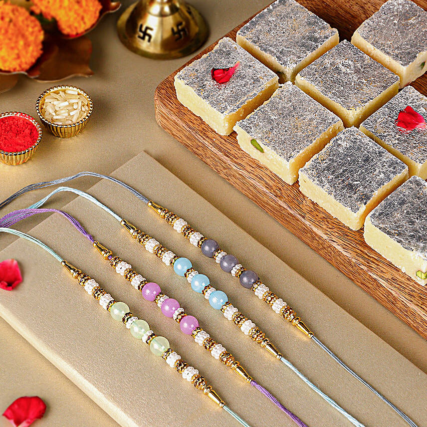 Zen Beadwork Rakhi N Pista Barfi Delight