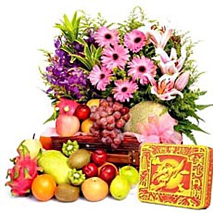 New Year Special Fruits And Floral Bouquet:Fruit Baskets to Philippines