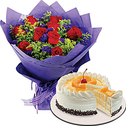 Peachy Romantic Hamper:Flowers and Cake Delivery in Philippines