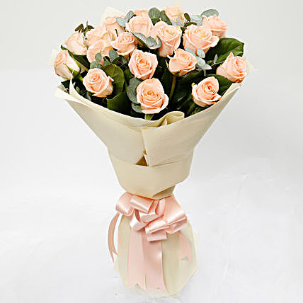 Bouquet Of Peach Roses:thinking-of-you
