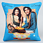 Personalised Blue Happy Diwali Cushion