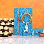 Orange Pearl Rakhi Set And Bal Krishna Rakhi With 12 Pcs Ferrero Rocher