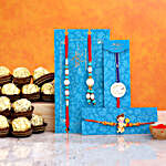Kids Rakhi Combo And Pearl Lumba Rakhi Set With 12 Pcs Ferrero Rocher