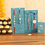 Kids Rakhi Duo And Blue Lumba Rakhi Set With 12 Pcs Ferrero Rocher