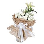 Serene White Roses Beautifully Tied Bouquet