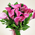 Gracious Pink Calla Lilies Glass Vase