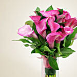 Gracious Pink Calla Lilies Glass Vase