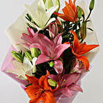 6 Attractive Mixed Asiatic Lilies Bunch