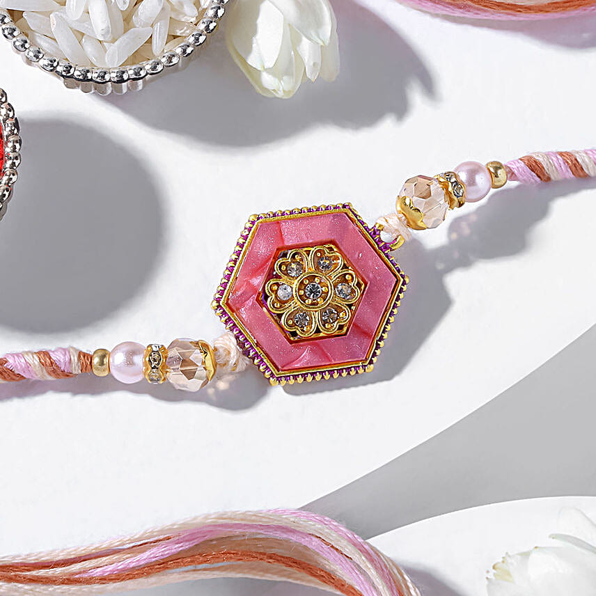 Designer Rakhi Gift Box with Snacks N Tabletop Token
