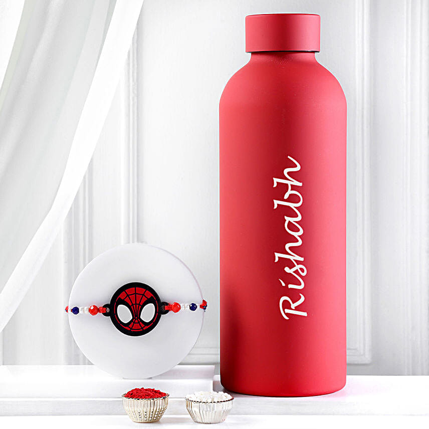 Personalised Stainless Steel Insulated Flask and Rakhi