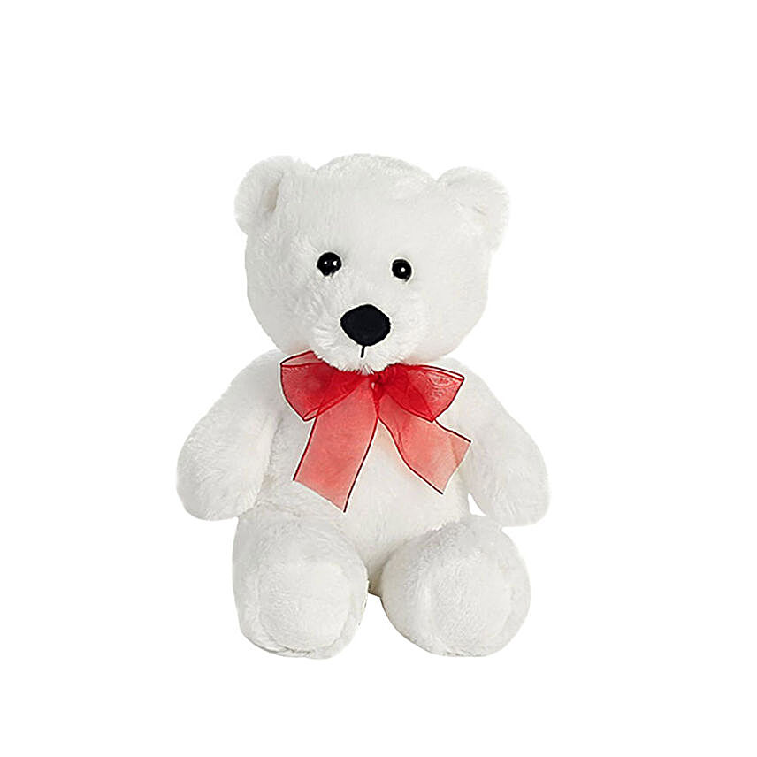 Adorable White Small Teddy Bear:Anniversary Gift Delivery in Qatar