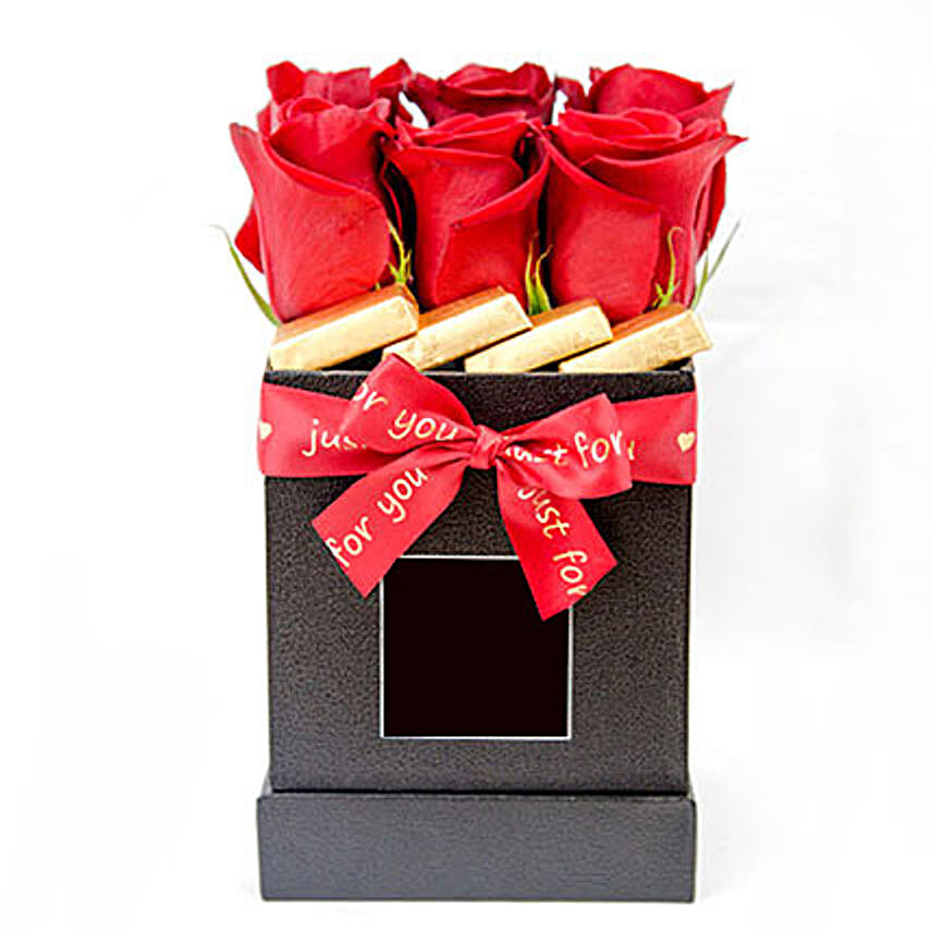 Branded Box With Roses And Chocolates