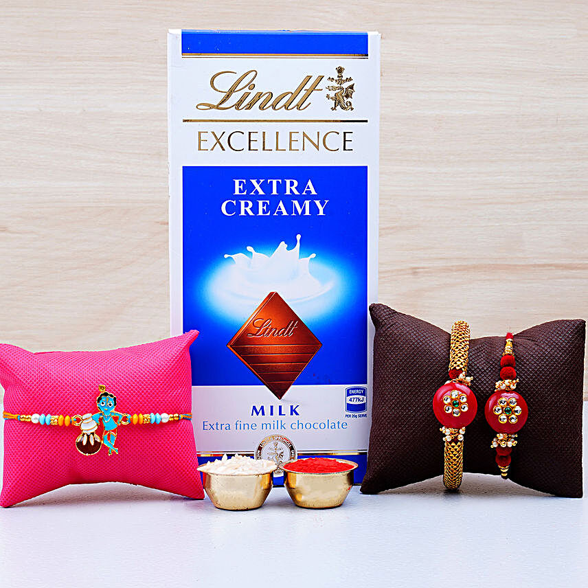 Family Rakhi Set With Lindt Chocolate