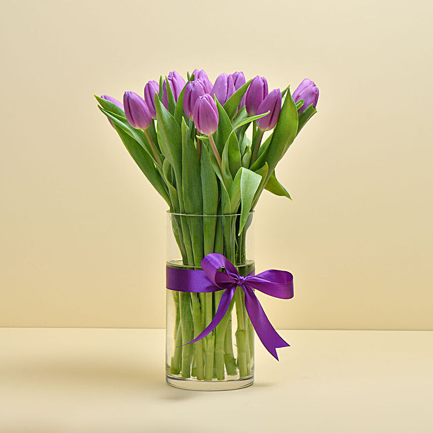 Purple Tulip Arrangement:Anniversary Flower Delivery Qatar