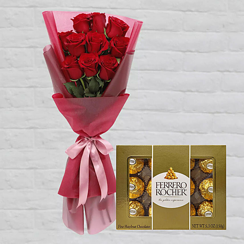 Romantic Red Roses Posy & Ferrero Rocher