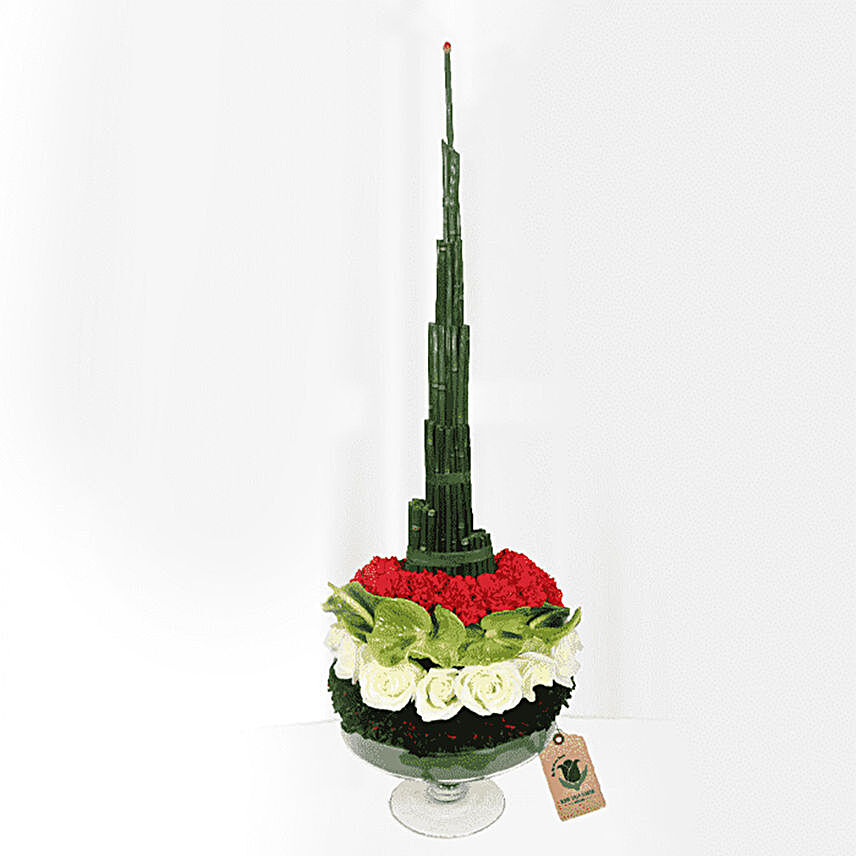 bruj khalifa shaped floral arrangement online:Flower Arrangements in Qatar