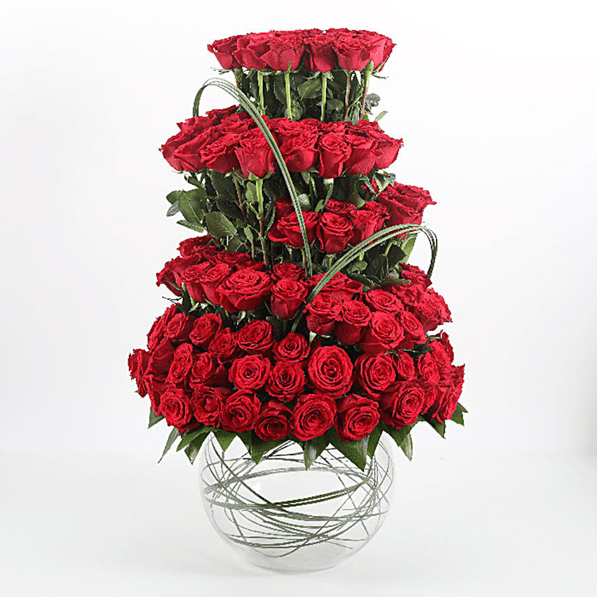 layer flower with bowl arrangement online:Flower Arrangements to Qatar