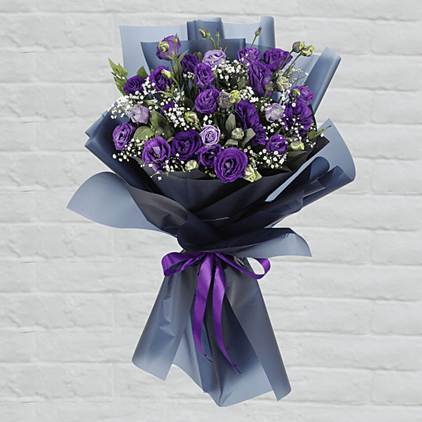 Purple Lisianthus Bouquet:Send Birthday Flowers to Qatar